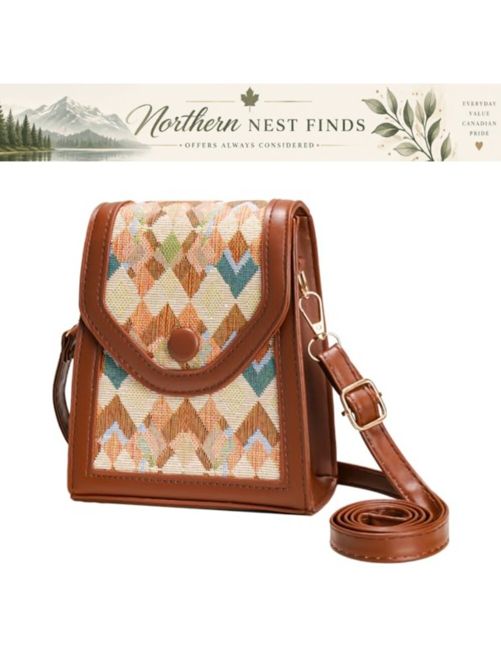 PU Leather Crossbody Phone Bag Adjustable Strap Hands Free Purse